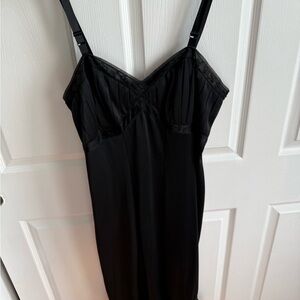 Elegant Black Lace Trim Slip Dress